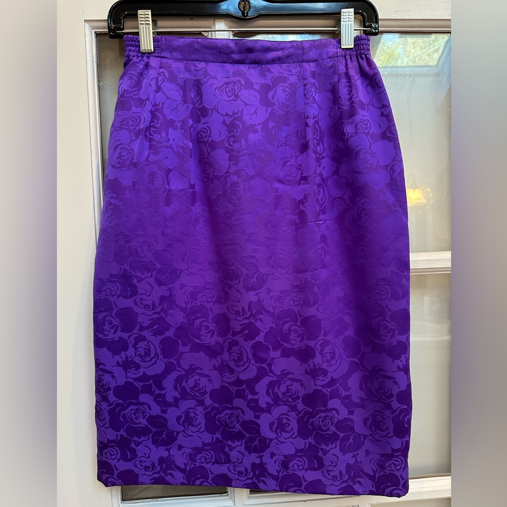Vintage Anne Crimmins for Umi Collections Silk Floral Art To Wear Skirt Size 6